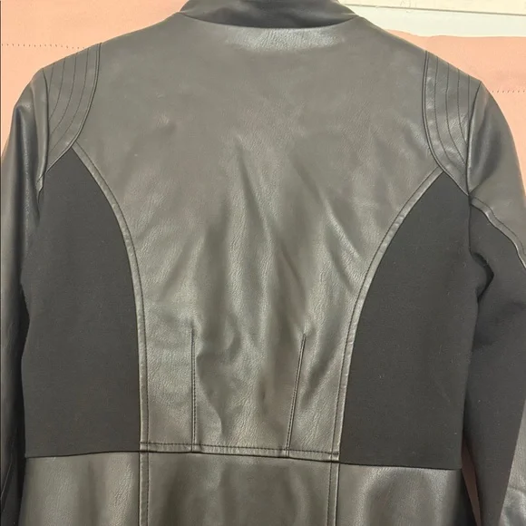 Chico's Elegant Black Military Leather Jacket Trendy - Picture 7 of 12